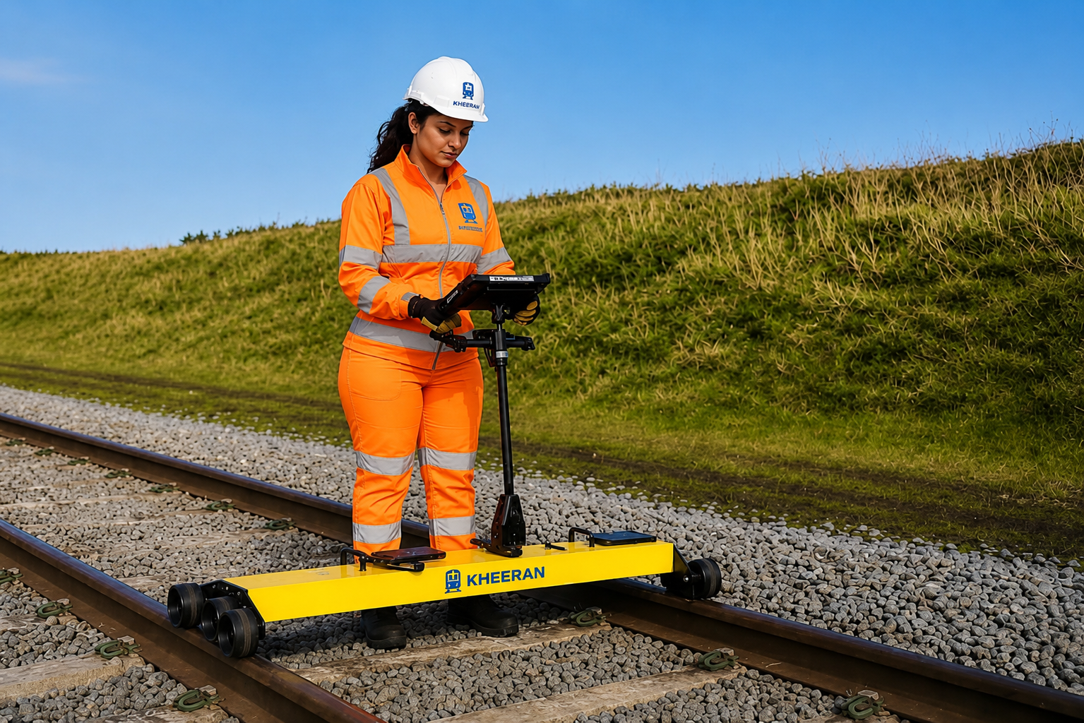 railway GPR survey specialist scanning track on hi-rail vehicle