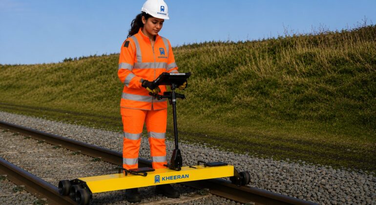 rail track geometry measurement equipment on mainline railway
